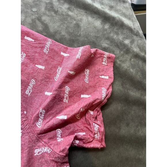 Coca Cola Logo Button Up Shirt Mens XL‎ Red Cotton Collared Short Sleeve Casual - Picture 2 of 6